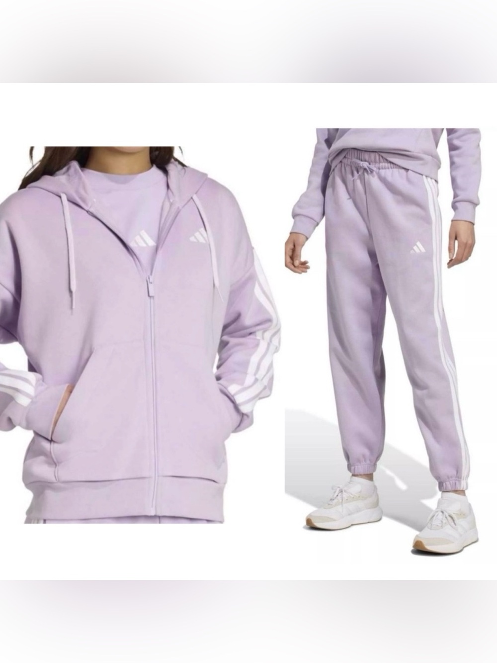 adidas 3-stripe cotton fleece tracksuit